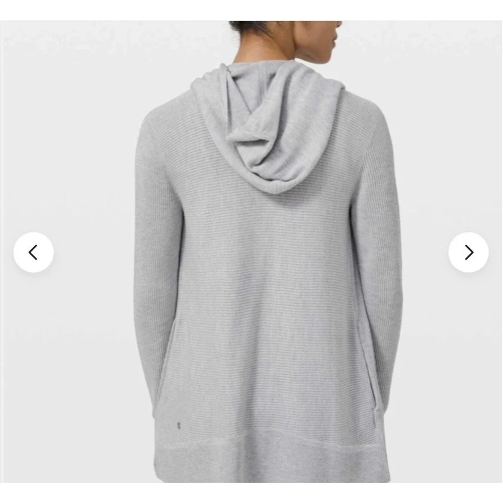 Lululemon Sundown Sweater Wrap Women's Sz 8 Gray Cardigan Hooded Cashmere‎ Blend